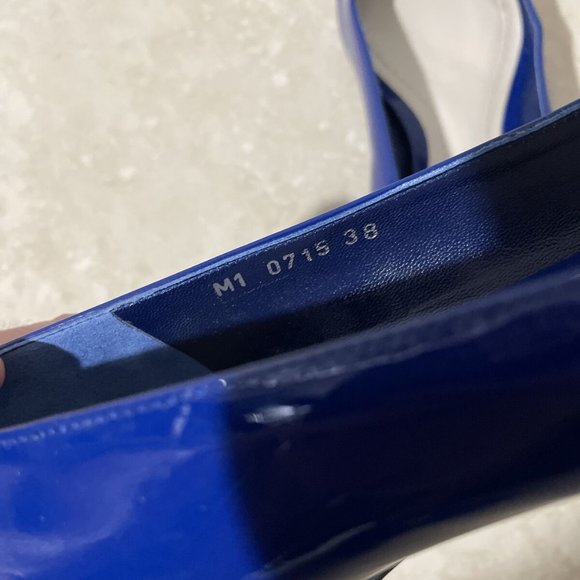 Christian Dior Blue Patent Leather Pointed Toe Ballet Flats Size 8 EU 38 - Picture 6 of 9